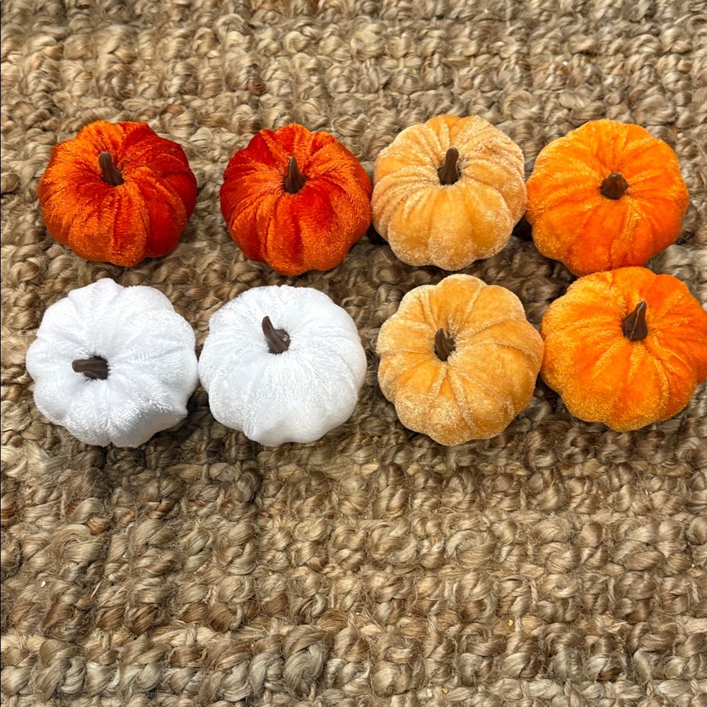 Set of 8 Mini Velvet Pumpkins